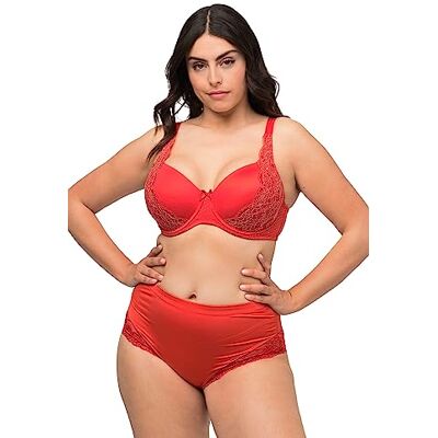 Ulla Popken dam miditrosa, transparent spets, bakre samlade underkläder, karminröd, 50–52, karminröd, 50-52 plus size Ulla Popken dam miditrosa, transparent spets, bakre samlade underkläder, karminröd, 50–52, karminröd, 50-52 plus size