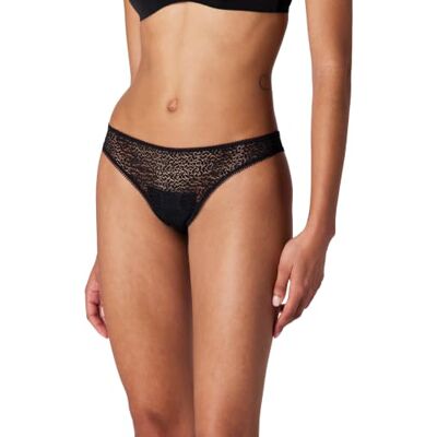 DKNY Kvinnors moderna spetskant stringtrosor, Svart, S DKNY Kvinnors moderna spetskant stringtrosor, Svart, S