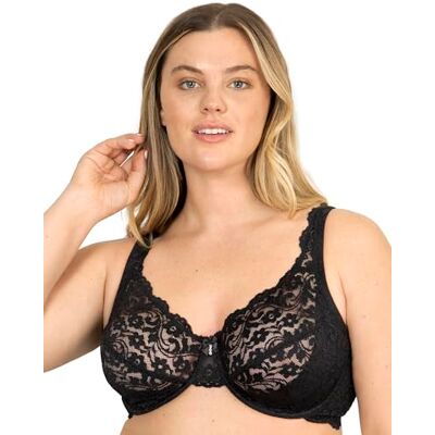Smart & Sexy Kurvig signatur spets ofodrad bygel BH med extra stöd full täckning, Svart, 75F Smart & Sexy Kurvig signatur spets ofodrad bygel BH med extra stöd full täckning, Svart, 75F