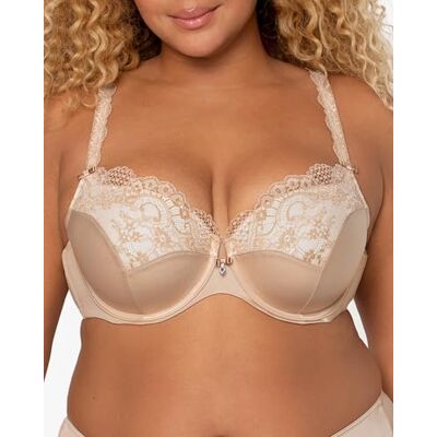 Curvy Couture Dam tulpan spets push-up BH, Bombshell naken, 95C Curvy Couture Dam tulpan spets push-up BH, Bombshell naken, 95C