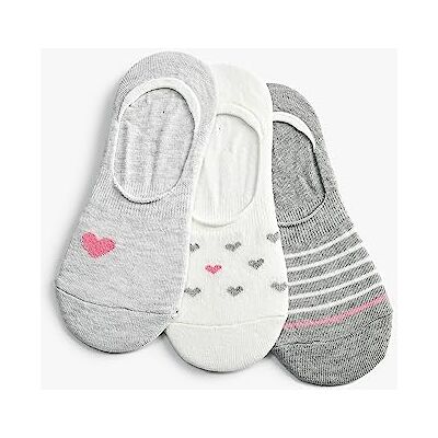 Koton Women 3-pack mönstrade sneakerstrumpor, Grå (040), One Size Koton Women 3-pack mönstrade sneakerstrumpor, Grå (040), One Size