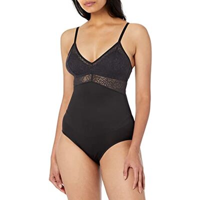 Maidenform Dam, tam, fast magkontroll, trådlös shapewear body, svart spets, S, Svart spets, S Maidenform Dam, tam, fast magkontroll, trådlös shapewear body, svart spets, S, Svart spets, S
