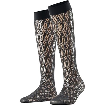 FALKE dam knästrumpor Pure Shore W Kh transparent mönstrade 1 par, svart svart 3009, 39-42 FALKE dam knästrumpor Pure Shore W Kh transparent mönstrade 1 par, svart svart 3009, 39-42