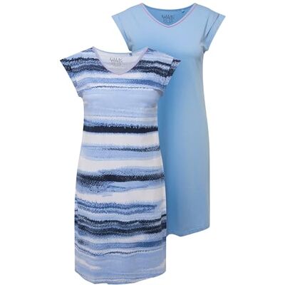 Ulla Popken dam 2-pack bigshirts, Horizon 829473 nattlinne, blå, 46/48, blå, 46-48 Ulla Popken dam 2-pack bigshirts, Horizon 829473 nattlinne, blå, 46/48, blå, 46-48