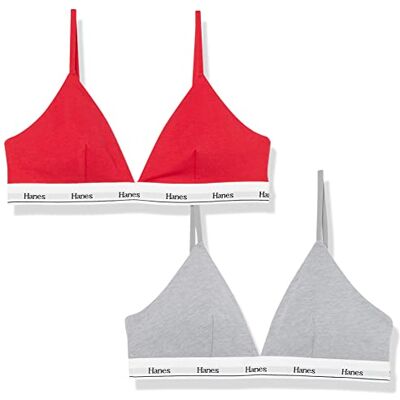 Hanes kvinnors original triangel bralette-pack, andningsbara stretch bomull behåar, 2-pack, Shelton röd/betong ljung, XXL Hanes kvinnors original triangel bralette-pack, andningsbara stretch bomull behåar, 2-pack, Shelton röd/betong ljung, XXL