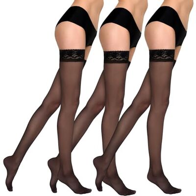 MARILYN Damer klassiska strumpbyxor med spets 15 Den Nero 1/2 3 par, Nero, S/M MARILYN Damer klassiska strumpbyxor med spets 15 Den Nero 1/2 3 par, Nero, S/M