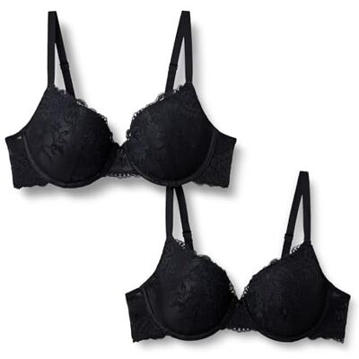 Amazon Essentials dam stretch spets hel kupa bygel-BH, 2-pack, Svart, 36D Amazon Essentials dam stretch spets hel kupa bygel-BH, 2-pack, Svart, 36D