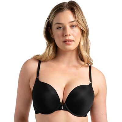 Smart & Sexy Smart & sexig kvinnors maximal klyvning bygel push-up bh, Svart nyans med spetsvingar, 75B Smart & Sexy Smart & sexig kvinnors maximal klyvning bygel push-up bh, Svart nyans med spetsvingar, 75B