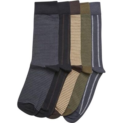 Urban Classics Unisex ränder och prickar 5-pack strumpor, Svart/mörk skugga/sommaroliv/unionbeige, 39-42 EU Urban Classics Unisex ränder och prickar 5-pack strumpor, Svart/mörk skugga/sommaroliv/unionbeige, 39-42 EU