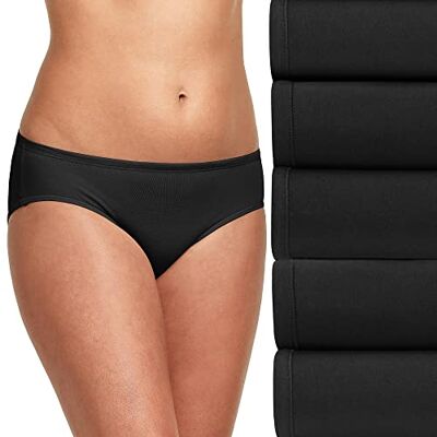 Hanes Ultimate Women's 5-Pack ComfortSoft Stretch Hipster Panty, Black, Black, Black, Black, Black, 9 Hanes Ultimate Women's 5-Pack ComfortSoft Stretch Hipster Panty, Black, Black, Black, Black, Black, 9