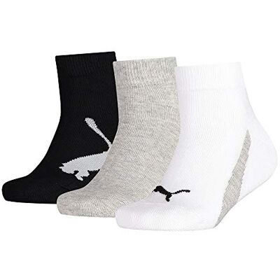 PUMA unisex barn Socken Kids' BWT Quarter Socks (3 pack), White / Grey / Black, 35-38 PUMA unisex barn Socken Kids' BWT Quarter Socks (3 pack), White / Grey / Black, 35-38