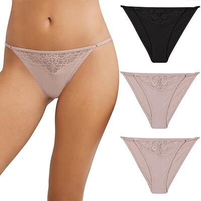Maidenform Women's M Adjustable String Bikini Underwear, No-Show Panties, Multi-Way Straps, 3-Pack Maidenform Women's M Adjustable String Bikini Underwear, No-Show Panties, Multi-Way Straps, 3-Pack