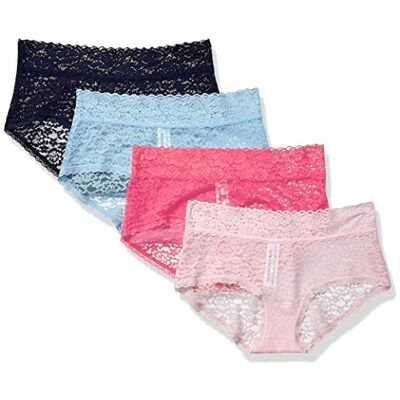 Amazon Essentials kvinnors spets stretch hipster underkläder, paket med 4, blå/rosa, X-Large Amazon Essentials kvinnors spets stretch hipster underkläder, paket med 4, blå/rosa, X-Large