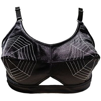 TVRtyle Women's vintage svart satin Spider mönster sexig kula bh Pads Cone Bra BR2018 (X-Large) TVRtyle Women's vintage svart satin Spider mönster sexig kula bh Pads Cone Bra BR2018 (X-Large)
