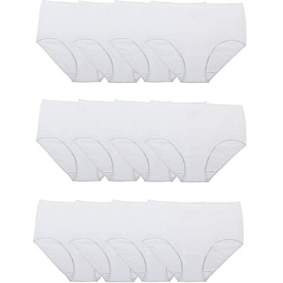 Fruit of the Loom Tag Free Cotton Brief trosor (vanliga och plusstorlek), damtrosor, Set med 12 vita boxershorts, 34 Fruit of the Loom Tag Free Cotton Brief trosor (vanliga och plusstorlek), damtrosor, Set med 12 vita boxershorts, 34