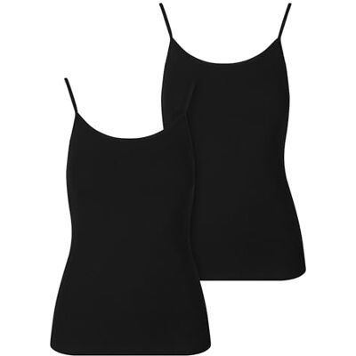 Urban Classics Damundertröja Ladies Basic Tank Top Cotton 2-pack, bekväma bomullstoppar med spagettiband, storlekar XS – XL, Svart + svart, L Urban Classics Damundertröja Ladies Basic Tank Top Cotton 2-pack, bekväma bomullstoppar med spagettiband, storlekar XS – XL, Svart + svart, L