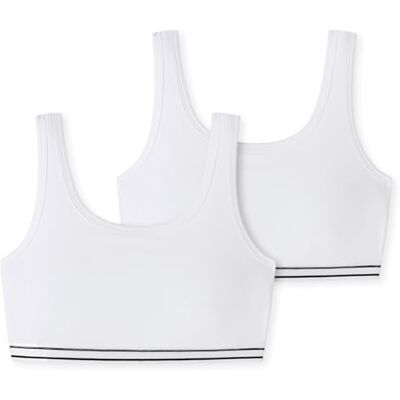 Schiesser Flicka 2-pack Bustiers underkläder, vit, 176 Schiesser Flicka 2-pack Bustiers underkläder, vit, 176