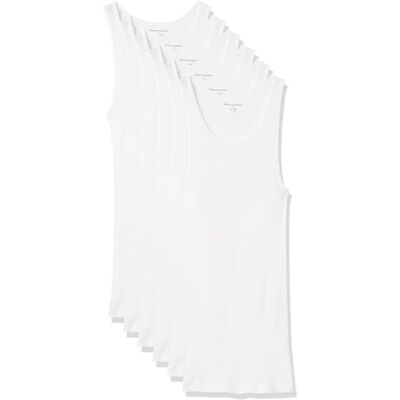 Amazon Essentials Men's Linne undertröjor, Pack of 6, Vit, XL Amazon Essentials Men's Linne undertröjor, Pack of 6, Vit, XL