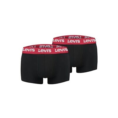 Levi's 8719965009202 mäns Repeat Logo Trunks, svart/röd, S (förpackning med 2), Svart röd, S Levi's 8719965009202 mäns Repeat Logo Trunks, svart/röd, S (förpackning med 2), Svart röd, S