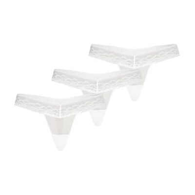 Teyli Damstringtrosa i mesh med spets 3-pack, Vit, L Teyli Damstringtrosa i mesh med spets 3-pack, Vit, L