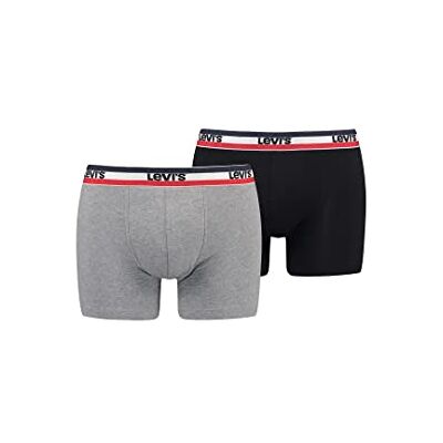 Levi's Levis Mäns sportkläder logotyp brev 2-pack boxershorts, Middle Grey Melange, S, Mellangrå Melange, S Levi's Levis Mäns sportkläder logotyp brev 2-pack boxershorts, Middle Grey Melange, S, Mellangrå Melange, S