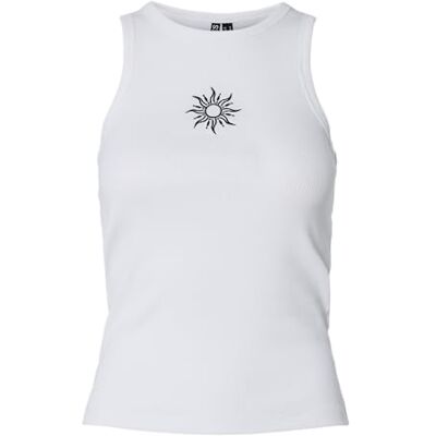 PIECES Pcmay Embroidery Boxer Tank Top JRS Bc, Ljus vit, M PIECES Pcmay Embroidery Boxer Tank Top JRS Bc, Ljus vit, M