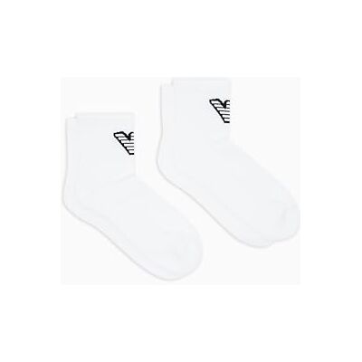 Giorgio Armani 2-Pack Ankle Socks Strumpor, vit/vit, en storlek för män Giorgio Armani 2-Pack Ankle Socks Strumpor, vit/vit, en storlek för män