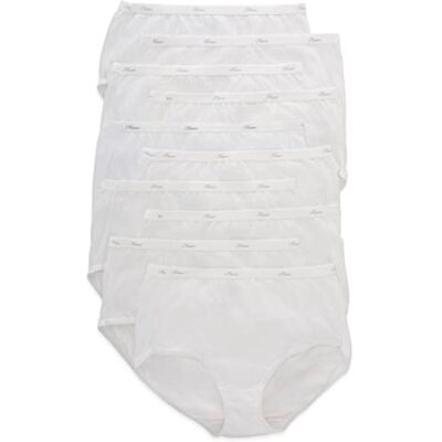 Hanes kvinnors bomull kalsonger värdepaket, 10-pack, blandade trosor underkläder (färgerna kan variera), Helt vit, 7 Hanes kvinnors bomull kalsonger värdepaket, 10-pack, blandade trosor underkläder (färgerna kan variera), Helt vit, 7