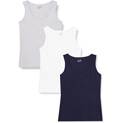Berydale ärmlös linne, Dam, Mörkblå/grå/vit (3-pack), XXL Berydale ärmlös linne, Dam, Mörkblå/grå/vit (3-pack), XXL