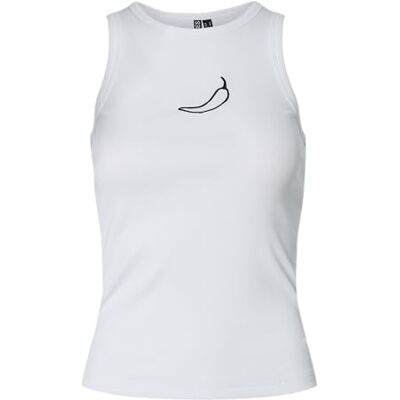 PIECES Pcmay Embroidery Boxer Tank Top JRS Bc, Ljus vit, XL PIECES Pcmay Embroidery Boxer Tank Top JRS Bc, Ljus vit, XL