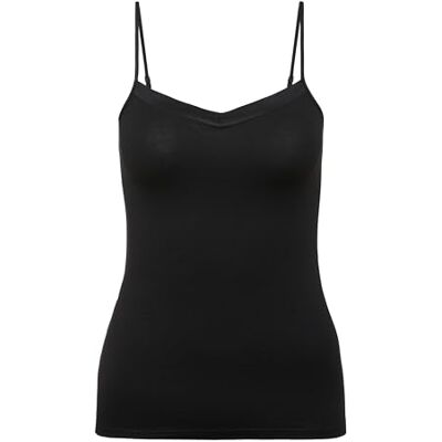 CALIDA Cate spaghettitopp dam, med satin-insats på halsen, justerbara remmar, svart, 48-50 CALIDA Cate spaghettitopp dam, med satin-insats på halsen, justerbara remmar, svart, 48-50