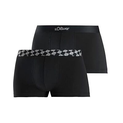 s.Oliver Oliver Boxershorts för män i 2-pack med logotyplinning, svart, 2x svart, S s.Oliver Oliver Boxershorts för män i 2-pack med logotyplinning, svart, 2x svart, S