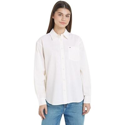 Tommy Jeans Dam TJW Boxy Stripe Linne Skjorta, Citronskal/Rand, L, Citronskal/rand, L Tommy Jeans Dam TJW Boxy Stripe Linne Skjorta, Citronskal/Rand, L, Citronskal/rand, L