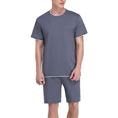 Doaraha Pyjamas för herr bomull kort pyjamas set stor storlek, B grå, S Doaraha Pyjamas för herr bomull kort pyjamas set stor storlek, B grå, S