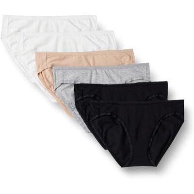 Amazon Essentials Women's Bikinitrosor underkläder i bomull (finns i plusstorlek), Pack of 6, Grå ljung/Ljusrosa/Svart/Vit, XXL Amazon Essentials Women's Bikinitrosor underkläder i bomull (finns i plusstorlek), Pack of 6, Grå ljung/Ljusrosa/Svart/Vit, XXL