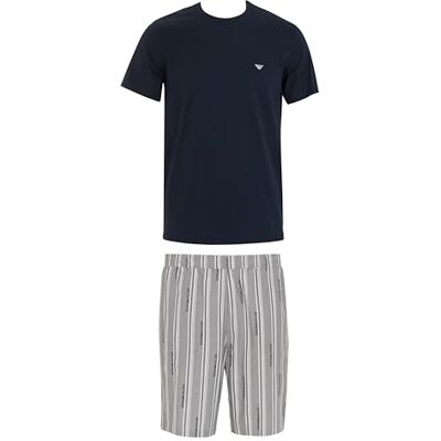 Giorgio Armani mäns logga mönster vävd kort pyjamas blå M, BLÅ, M Giorgio Armani mäns logga mönster vävd kort pyjamas blå M, BLÅ, M