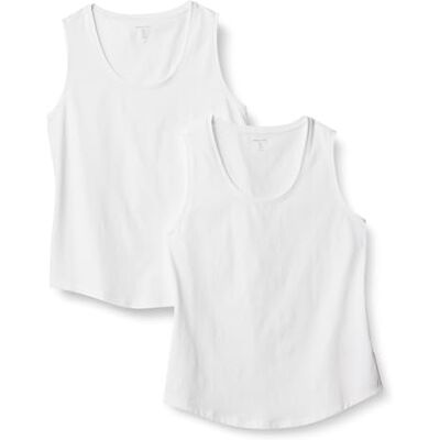 Amazon Essentials dam normal passform 100% bomull ärmlös linne, 2-pack, Vitt, XL Amazon Essentials dam normal passform 100% bomull ärmlös linne, 2-pack, Vitt, XL