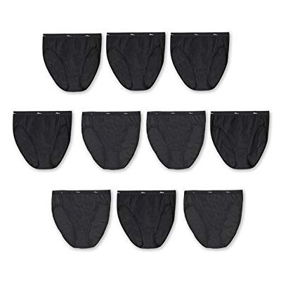 Hanes högskurna damunderkläder, prisvärt 10-pack, blandade trosor med hög midja (färgerna kan variera), Helt svart, 6 Hanes högskurna damunderkläder, prisvärt 10-pack, blandade trosor med hög midja (färgerna kan variera), Helt svart, 6
