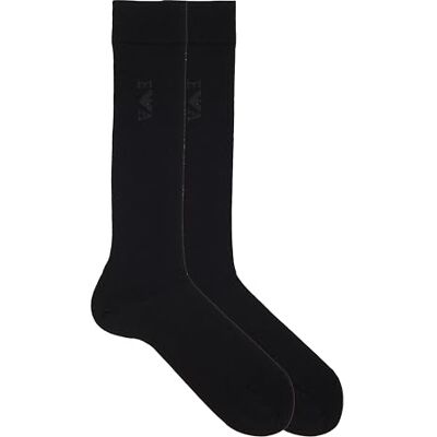 Giorgio Armani MAN'S TONAL LOGO 2-PACK LÅNG STRUMPOR SVART TU, Svart, one size Giorgio Armani MAN'S TONAL LOGO 2-PACK LÅNG STRUMPOR SVART TU, Svart, one size