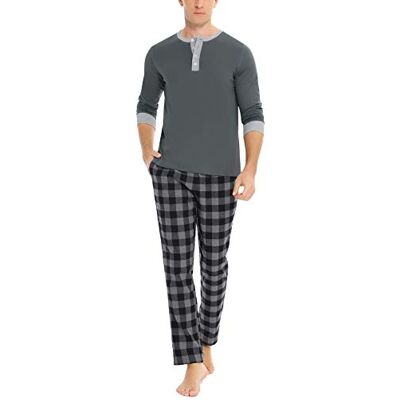 Doaraha Pyjamas för män i Bomull, Pyjamas 100% Bomull Lång Bekväm Pyjamas Två stycken Män Pyjamas Långärmad Pyjamas Vinter S-XXL, B2-Mörkgrå, XXL Doaraha Pyjamas för män i Bomull, Pyjamas 100% Bomull Lång Bekväm Pyjamas Två stycken Män Pyjamas Långärmad Pyjamas Vinter S-XXL, B2-Mörkgrå, XXL