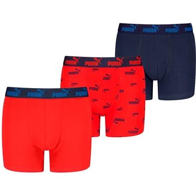 PUMA Pojkar Elements Boxer (3-pack), Röd/marinblå, 122-128 PUMA Pojkar Elements Boxer (3-pack), Röd/marinblå, 122-128