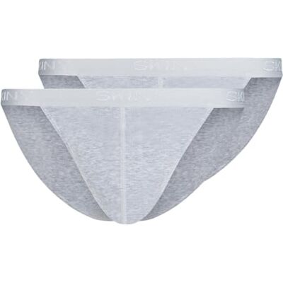 Skiny Herrtanga, bomull, ribbad G-string (2-pack), Silvermelerad (080693), M Skiny Herrtanga, bomull, ribbad G-string (2-pack), Silvermelerad (080693), M