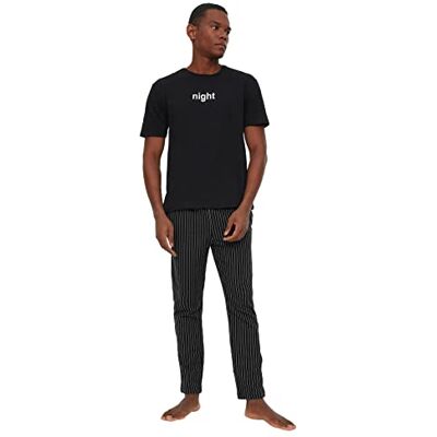 Trendyol Mäns tryckt stickad pyjamas set pyjamas-set, svart, medium Trendyol Mäns tryckt stickad pyjamas set pyjamas-set, svart, medium