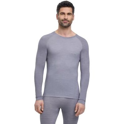 FALKE herr Baslager Ovandel Wool-Tech Light Round Neck M L/s Sh ull funktionsmaterial snabbtorkande 1 del, Grå Grey-Heather 3757-O, S FALKE herr Baslager Ovandel Wool-Tech Light Round Neck M L/s Sh ull funktionsmaterial snabbtorkande 1 del, Grå Grey-Heather 3757-O, S