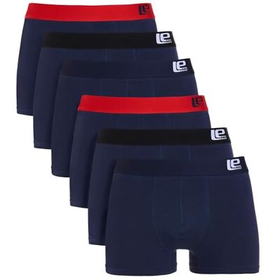 Lower East H boxershorts, retro, set om 6, Mörkblå med svart och röd, M Lower East H boxershorts, retro, set om 6, Mörkblå med svart och röd, M