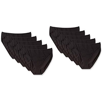 Amazon Essentials Women's Korta underkläder i bomull med höga ben (finns i plusstorlek), Pack of 10, Svart, L Amazon Essentials Women's Korta underkläder i bomull med höga ben (finns i plusstorlek), Pack of 10, Svart, L