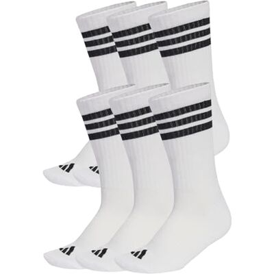 adidas unisex vuxen 3 Stripes Essentials Cushioned Crew Socks 6 Pair Pack, white/black/black, 42-45 adidas unisex vuxen 3 Stripes Essentials Cushioned Crew Socks 6 Pair Pack, white/black/black, 42-45