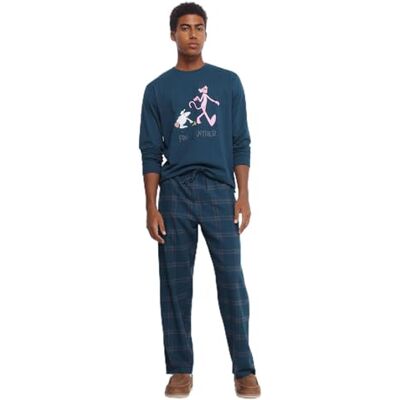 Springfield Rosa PANTER Pyjamas Sleepwear, Blå, M för män Springfield Rosa PANTER Pyjamas Sleepwear, Blå, M för män