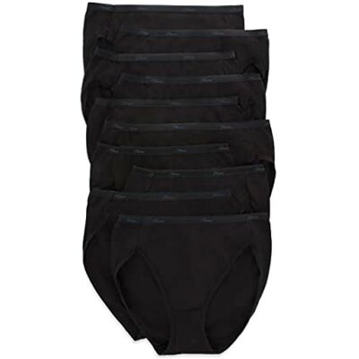 Hanes högskurna damunderkläder, prisvärt 10-pack, blandade trosor med hög midja (färgerna kan variera), Helt svart, 7 Hanes högskurna damunderkläder, prisvärt 10-pack, blandade trosor med hög midja (färgerna kan variera), Helt svart, 7