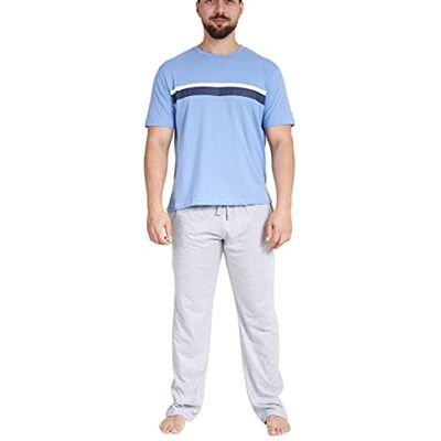 Sleepdown Randigt pyjamasset för män pyjamas, Blå grå, S Sleepdown Randigt pyjamasset för män pyjamas, Blå grå, S